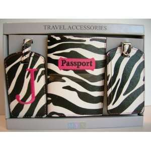 Animal Print Travel Accessories Set with Passport Cover and 2 Luggage 