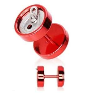  Pair (2) Red Steel Soda Pop Can Fake Cheater Ear Plugs 
