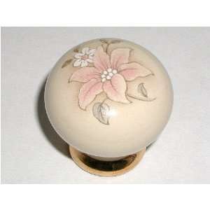Britannia Knob   Honey Cream with Clematis Transfer with gold foot on 