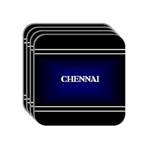 Personal Name Gift   CHENNAI Set of 4 Mini Mousepad Coasters (black 