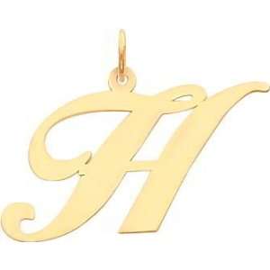  Fancy Cursive Letter H Charm 14K Gold: Jewelry