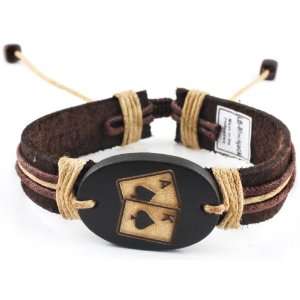 Trendy Celeb Genuine Leather Bracelet   BLACKJACK: Jewelry
