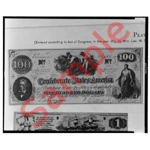   Confederate one hundred dollar bill $100 Civil War
