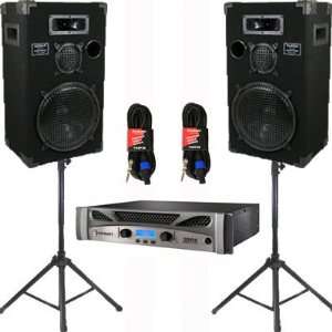   , 12 Three Way Speakers, Stands and Cables DJ Set New CROWN1200CSET1