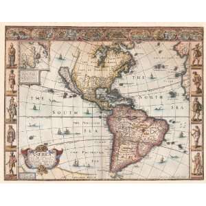  Antique Map of North & South America by Abraham Goos: Kitchen & Dining