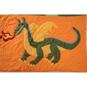  Dragons and Knights Twin Size Quilt with 1 Matching Pillow 