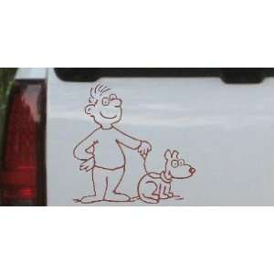 Brown 12in X 12.2in    Man and Dog Stick Family Car Window Wall Laptop 