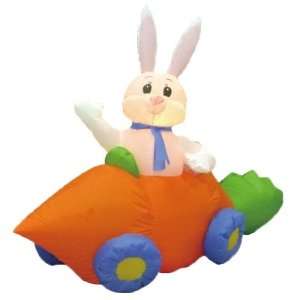  5 Foot Long Party Inflatable Bunny in Carrot Car   Yard 