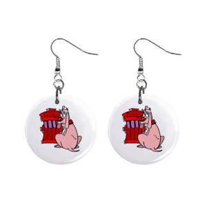  Funny Dog with Fire Hydrant Dangle Earrings: Jewelry