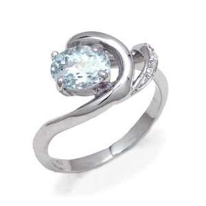 Gioie Ladies Ring in White 18 karat Gold with Aquamarine and Diamond 