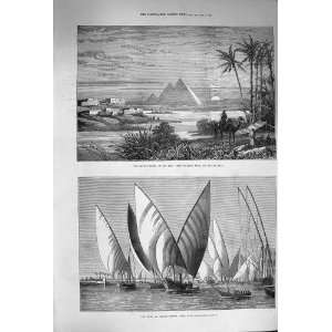  1874 Pyramids Boulak Road River Bridge Cairo Dahabeah 