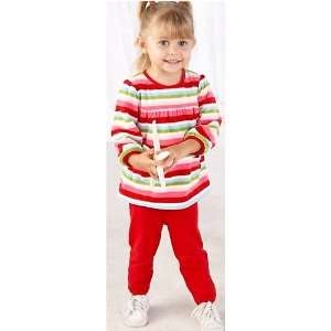    Carters Girls 2 piece L/S Red Stripe Pant Set 18 Months: Baby