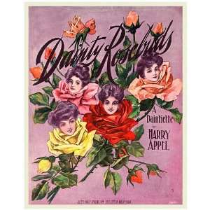   5cm x 5cm) Fridge Magnet Sheet Music Dainty Rosebuds: Home & Kitchen
