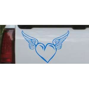 Blue 30in X 20.5in    Heart With Wings Girlie Car Window Wall Laptop 