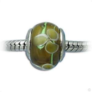  slide on charm Beads   Murano glass green Garden Design 