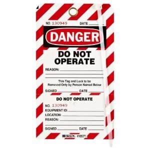 Brady Two Part Perforated Danger   Do Not Operate Tag, Plastic, 7 1 