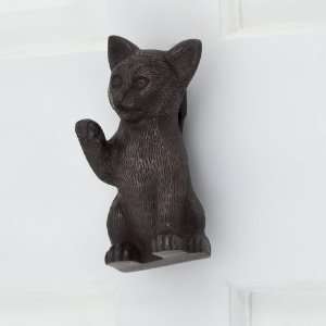  Solid Bronze Friendly Cat Door Knocker   Dark Bronze 