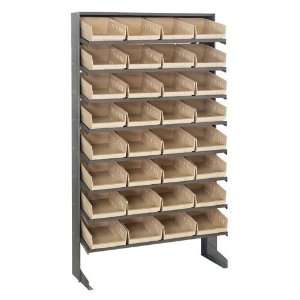  Single Sided Sloped Pick Rack Shelving with Plastic Bins 