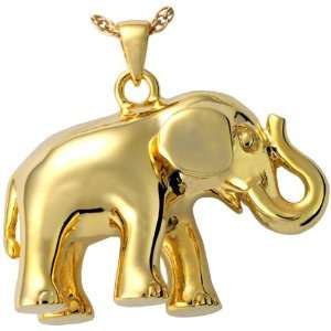   Gold Cremation Jewelry Large Elephant Never Forgets