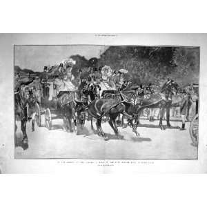 1904 FOUR IN HAND CLUB HORSES COACHES HYDE PARK LONDON:  