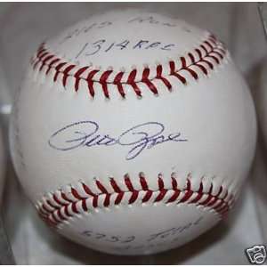  Pete Rose Autographed Ball   OML Stat Reggie x: Sports 