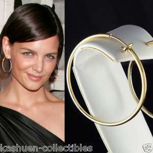 47mm 14K Gold Plated Round Hoop Clip On Earrings  