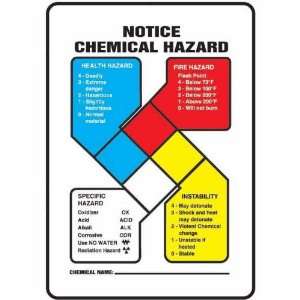 NFPA Notice Chemical Hazard, Sign Only, 14 X 10, plastic  