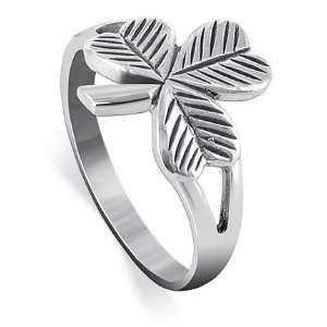  Sterling Silver Three Leaf Clover Band Ring Size 7 
