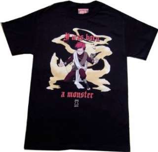  Naruto Gaara  I was Born a Monster  Black T Shirt 