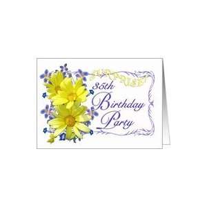  35th Surprise Birthday Party Invitations Yellow Daisy 