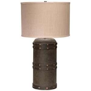  Jamie Young Barrel Vintage Leather Table Lamp