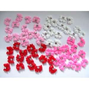 Nail Art 3d 60 Pieces Mix Bow / Rhinestone for Nails, Cellphones 1cm 