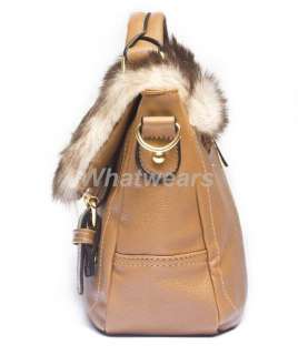 Women Faux Fur Messenger Satchel Shoulder Purse Ladys Handbag Tote 