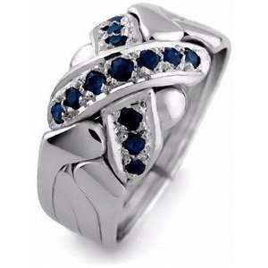  4 Band Sapphire Puzzle Ring 4W13S Jewelry
