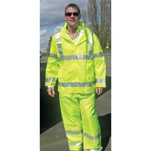 Vision Breathable Reflective Jacket With Attached Hood Yellow Green 