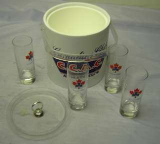 Canadian Club Athletic Ice Bucket & 4 CC Drink Glasses  