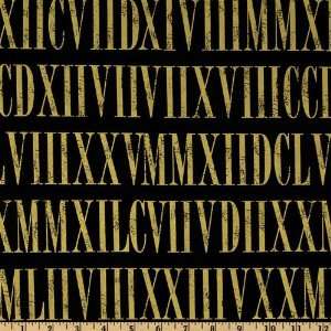  44 Wide Timeless Treasures Library Roman Numerals Black 