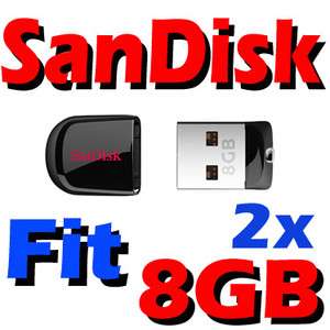 Lot of 2 SanDisk 8GB Cruzer FIT (=16GB) USB Flash Pen Drive Memory 