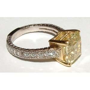  2.5 carat yellow canary DIAMOND ring antique look new 