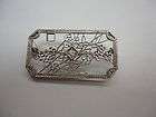 Antique 14k Solid White Gold Filigree Brooch Pin  