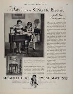   Singer Electric Sewing Machine Mom Girl   ORIGINAL ADVERTISING  