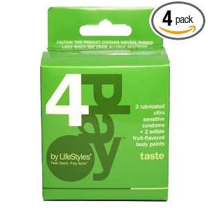  4PLay by Lifestyles Taste, Variety Pack of 3 Lubricated 