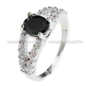 8ct Black Cubic Zirconia 18k Gold Plated Fashion Ring Free Shipping 