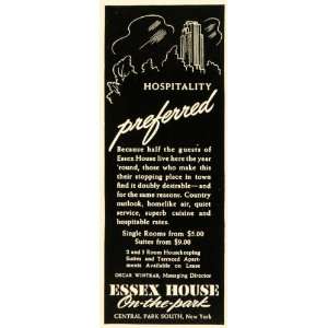  1940 Ad Essex House Hotel Central Park Rates New York 
