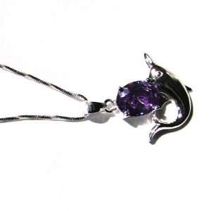  Dolphin with Blue Crystal Pendant: Jewelry
