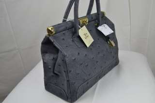 Jacky&Celine gift leather ladies tote GREY gold large office laptop 