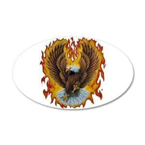  38.5x24.5O Wall Vinyl Sticker Eagle with Flames 