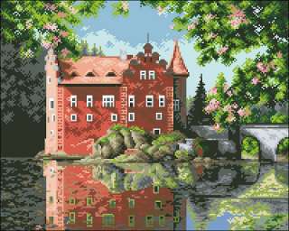 Red Mansion by the Lake @ DMC floss  cross stitch kit  