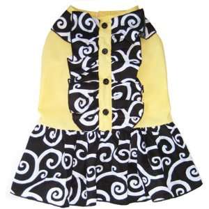  Black & Yellow Swirl Dog Dress Clothing Clothes XXS: Pet Supplies