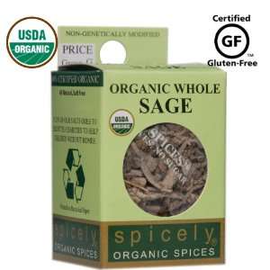 Spicely 100% Organic and Certified Gluten Free, Sage Whole  